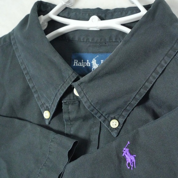 Polo Ralph Lauren Shirt Mens XL Classic Fit Short Sleeve Button Down Purple Pony - Picture 1 of 8